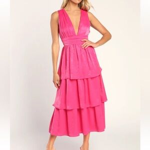 Lulu’s Hot Pink Tiered Dress